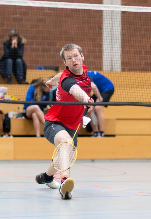 Marcel Zirk beim (fast) perfekten Badminton Ausfallschritt